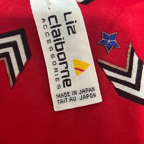Liz Claiborne Accessories Red & Blue Chevron Star Print Scarf 11"x11" Made in Ja - Picture 2 of 2